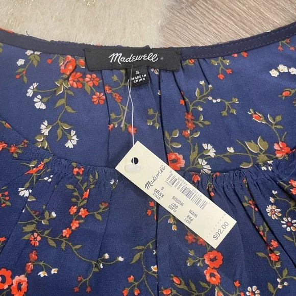 Madewell silk stanza ruffle top moonless floral - Picture 3 of 6